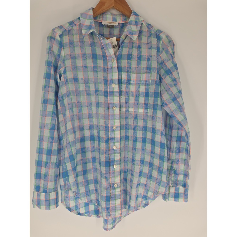 NWT Anthropologie Pilcro Women's XS Top Cate Classic Button Down Bleach Dye